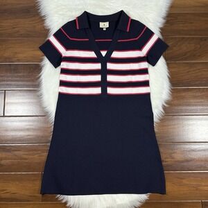 Tuckernuck Women's Size Small Navy Blue Red White Wright Polo Dress